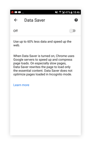 Data saver settings